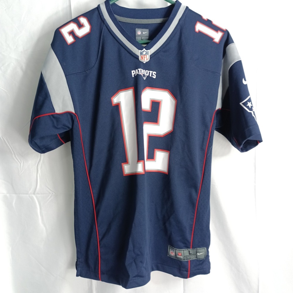 Nike New England Patriots Tom Brady 12 Youth Large 14/16 NFL Jersey Navy Blue